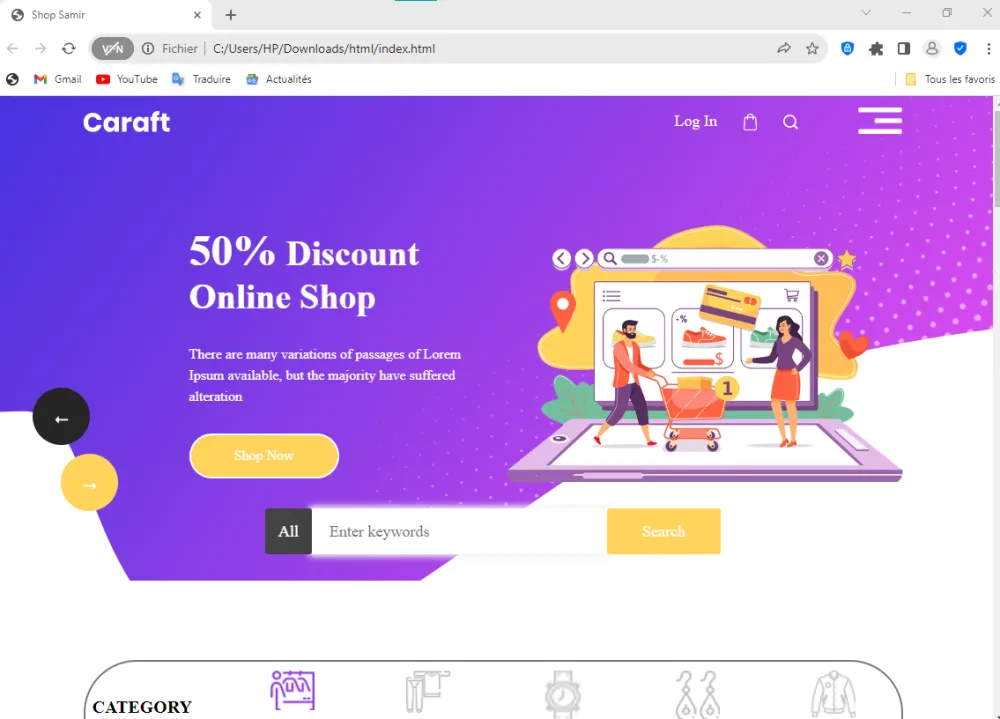 Web site for E-commerce